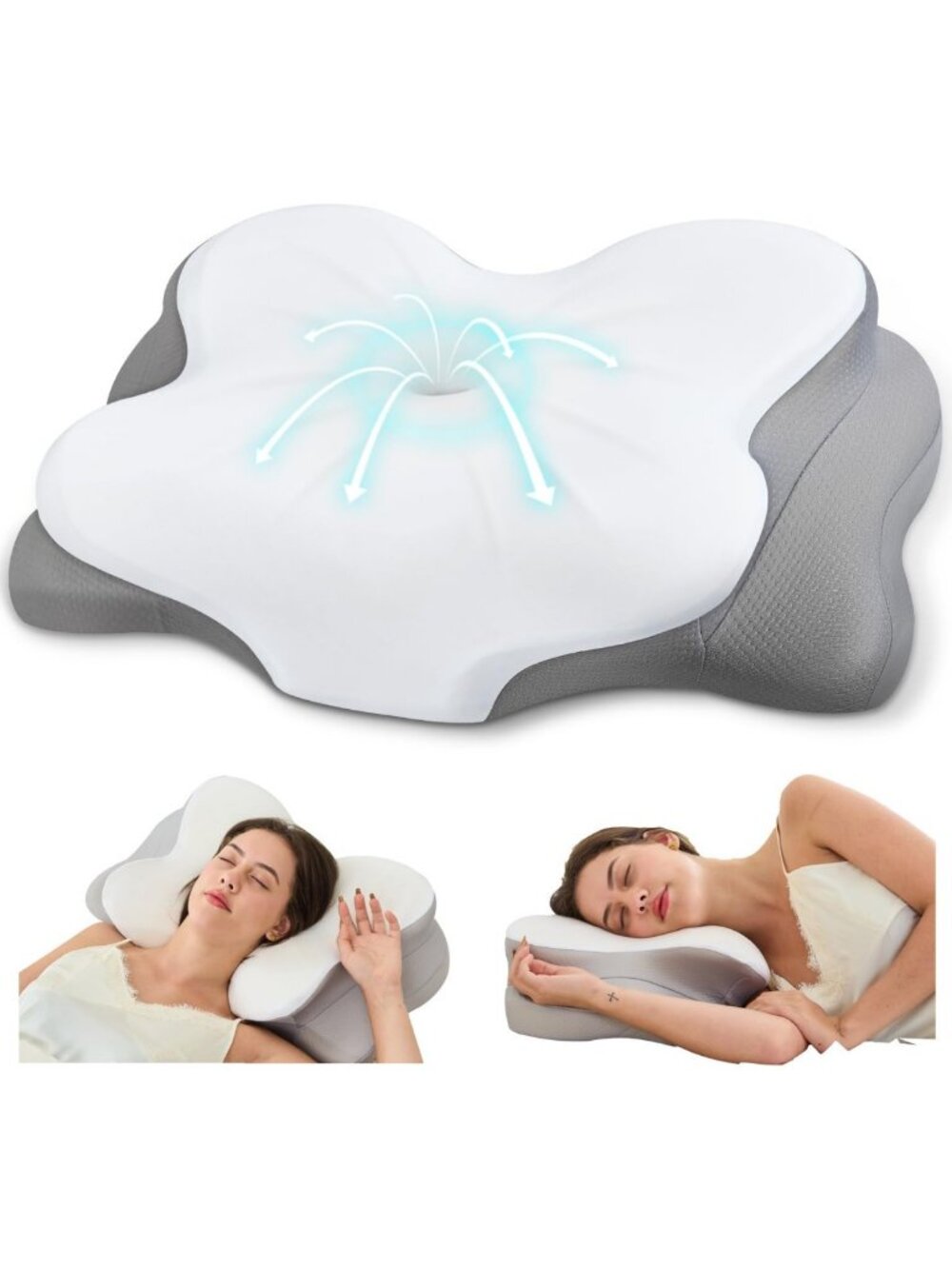 Memory Foam Cervical Neck Pillow - Dual Height Support for Comfort & Relief